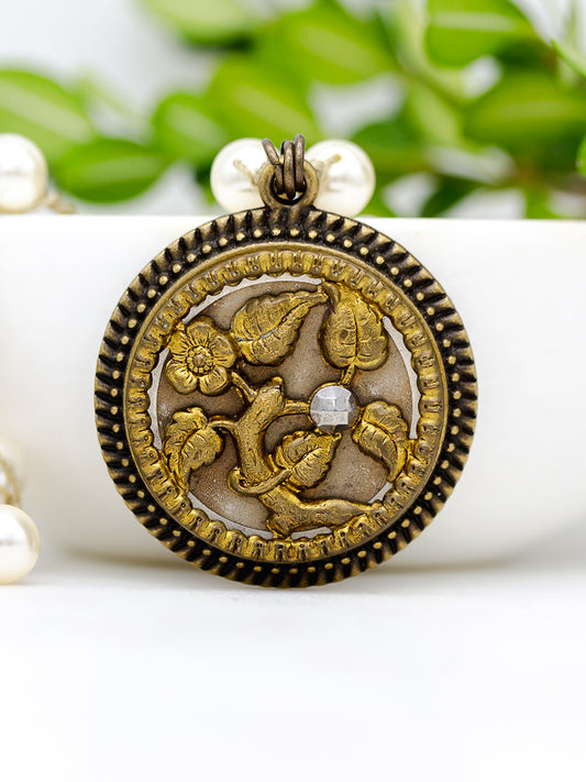 Gold Antique Floral Button Necklace*