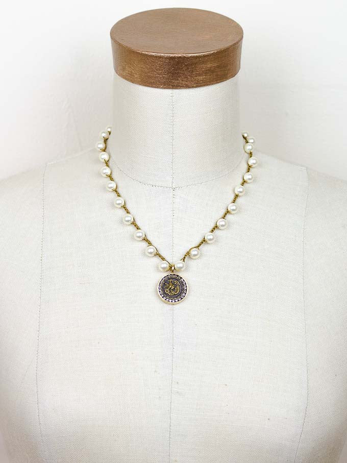 Horseshoe Antique Button Necklace