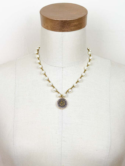 Horseshoe Antique Button Necklace