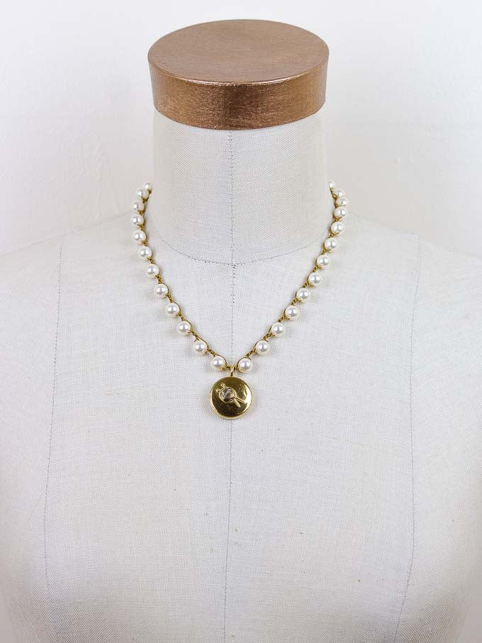 Knit Antique Button Necklace