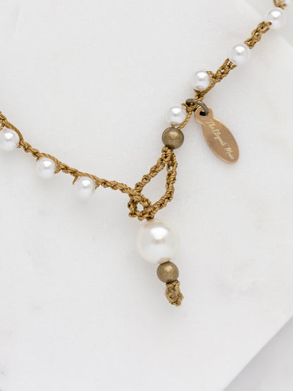 Colorful Leaves Petite Antique Button Necklace