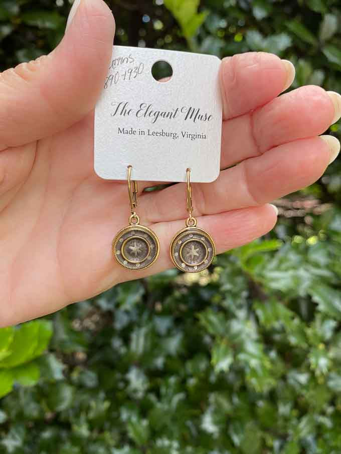 Petite Antique Star Button Earrings