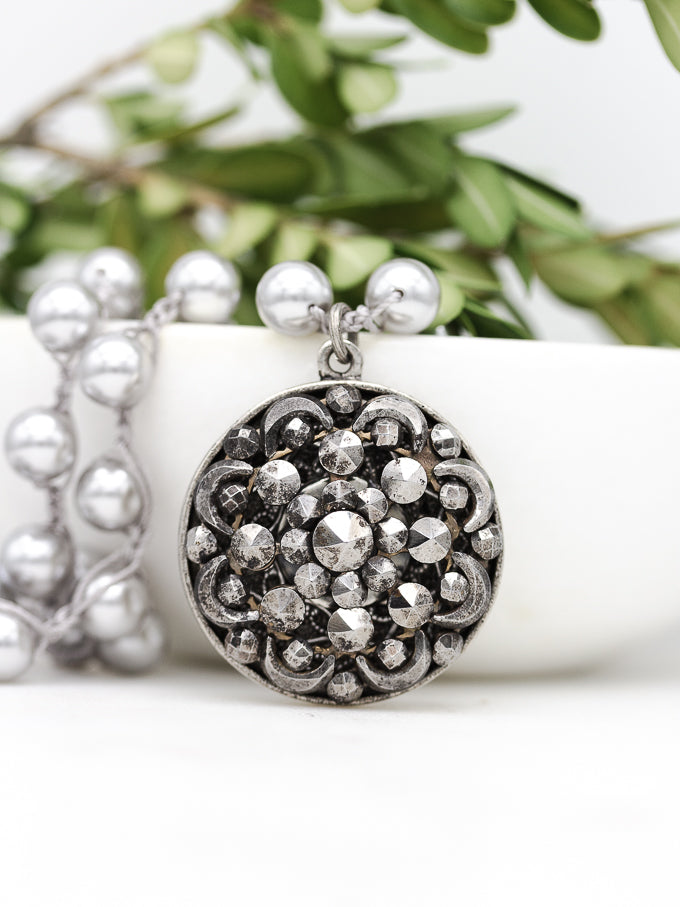 Steel Cut Antique Button Necklace*