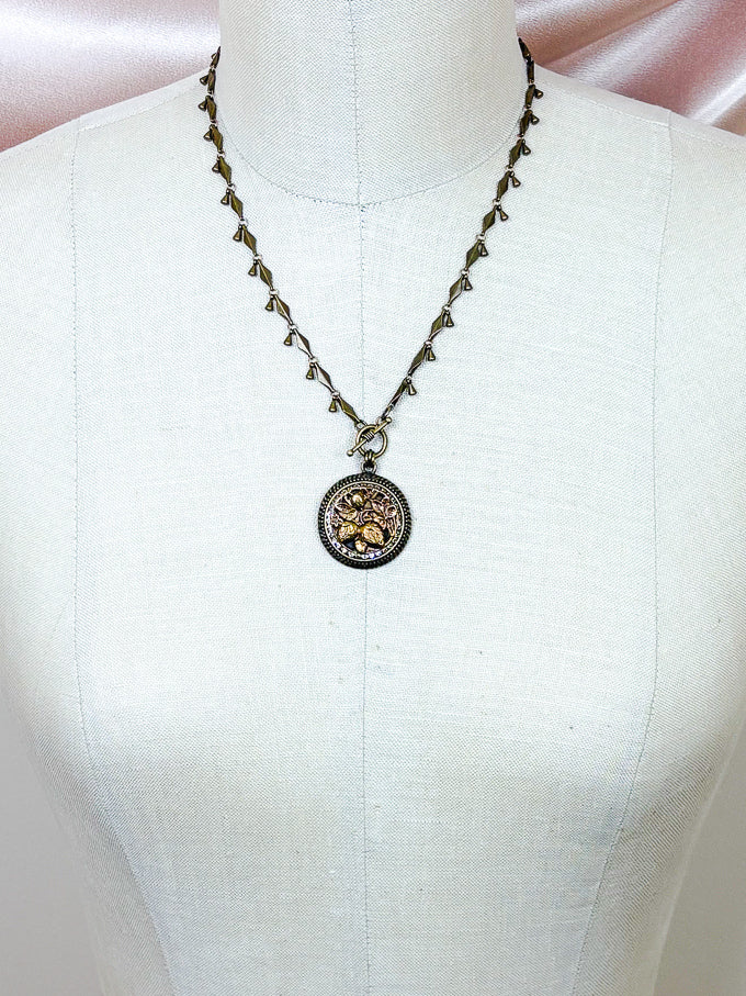 Strawberries Antique Button Necklace on Chain*