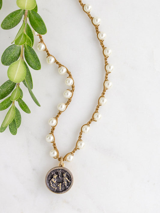 Tennis/ Badminton Petite Antique Button Necklace