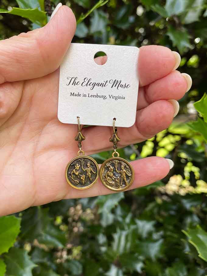 Tennis Petite Antique Button Earrings