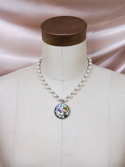 Vintage Abalone Shell Pearl Necklace