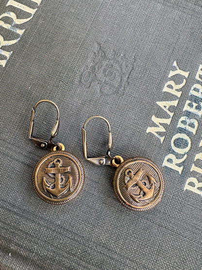 Antique Anchor Button Earrings*