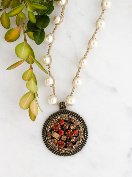 Upcycled Vintage Fall Colors Necklace