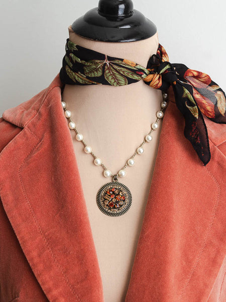 Upcycled Vintage Fall Colors Necklace