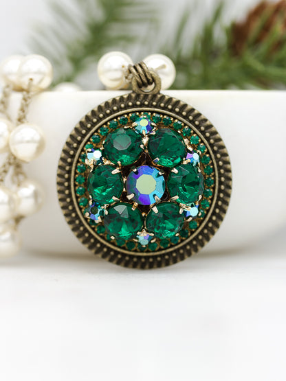 Emerald Green Vintage Repurposed Necklace*