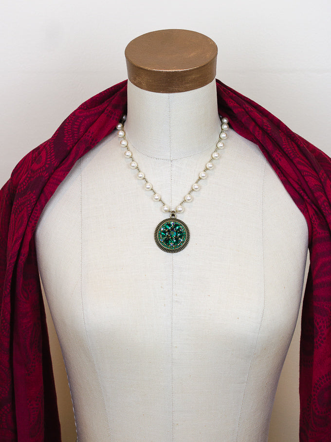 Emerald Green Vintage Repurposed Necklace*