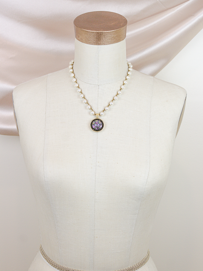 Vintage Repurposed Black & Multicolor Pearl Necklace