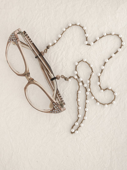 Handstitched Pearl Eyeglass Chain Necklace