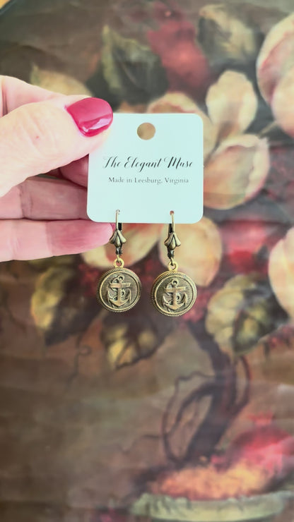 Antique Anchor Button Earrings*