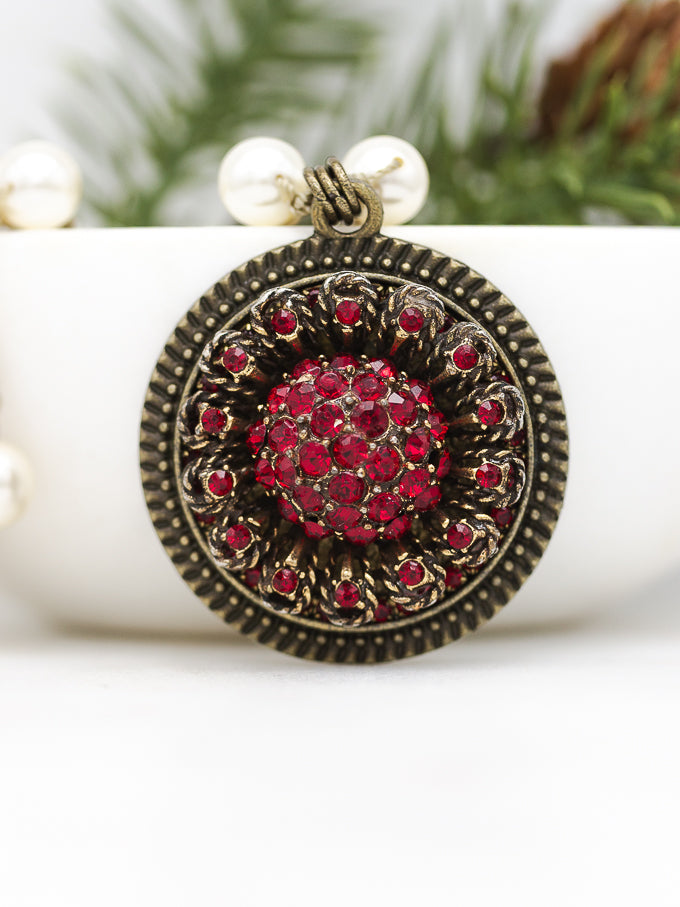 Vintage Repurposed Sparkly Red Necklace*