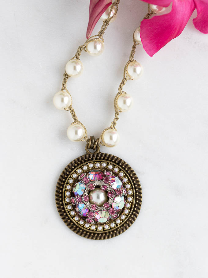 Rose Pink & Pearl Necklace