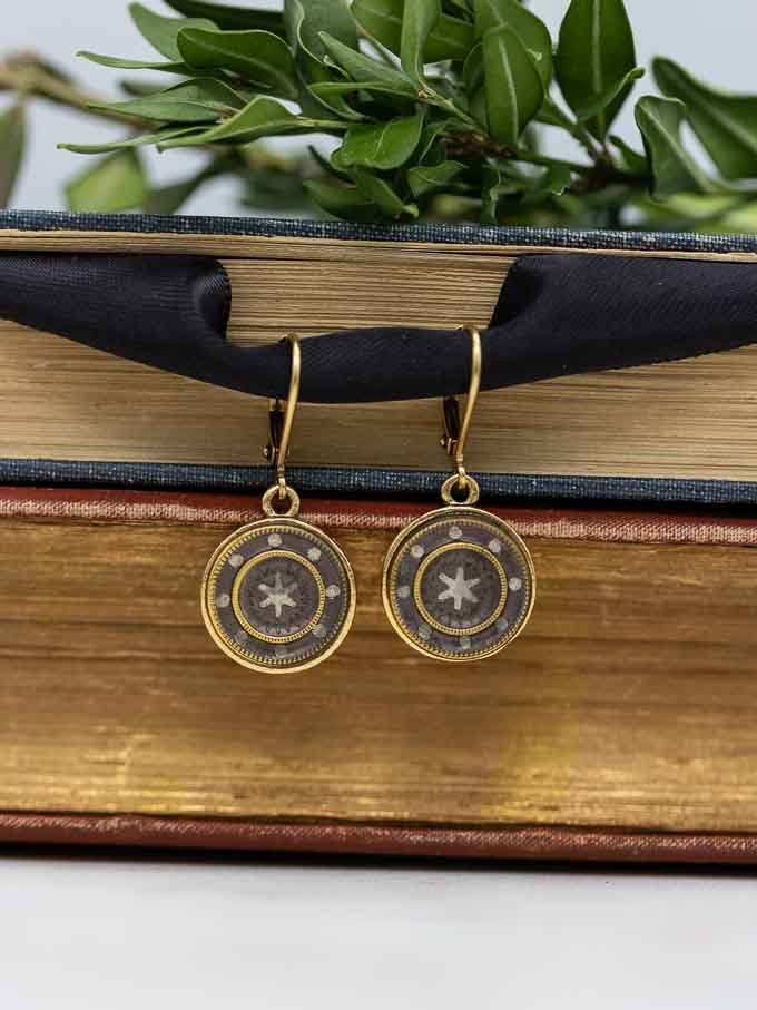 Petite Antique Star Button Earrings