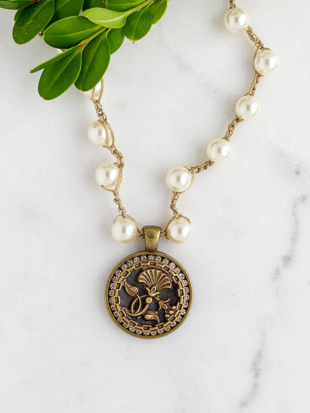 Antique Thistle Button Necklace