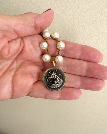 Antique Unicorn Button Necklace