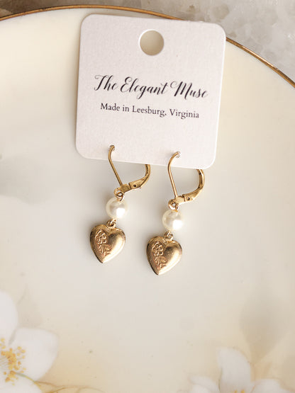 Vintage Heart Earrings