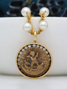 Cupid Antique Button Necklace
