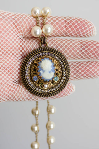 Blue Vintage Cameo Necklace