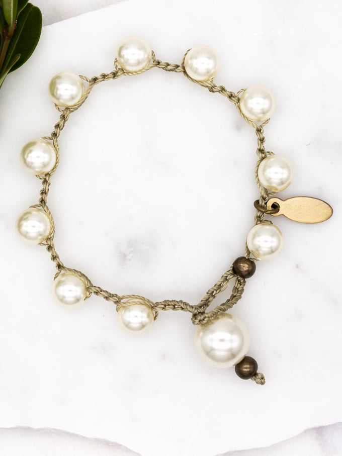 Handstitched Cream Pearl Bracelet
