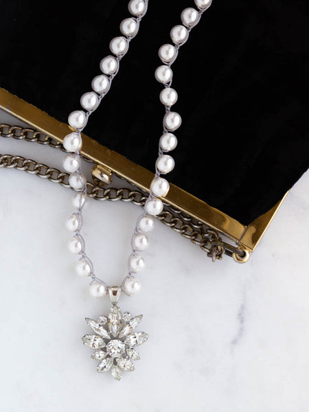 Vintage Star Rhinestone Pearl Necklace