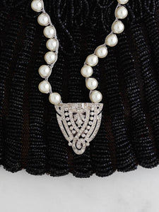Triangular Vintage Dress Clip Pearl Necklace