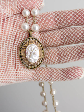 Vintage White Cameo Necklace