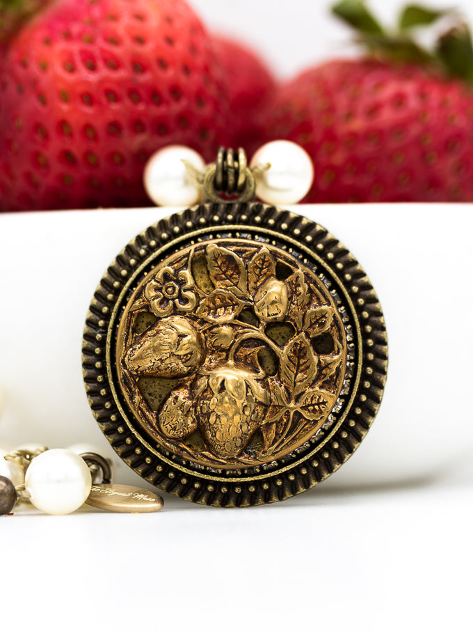 Antique Strawberry Button Necklace