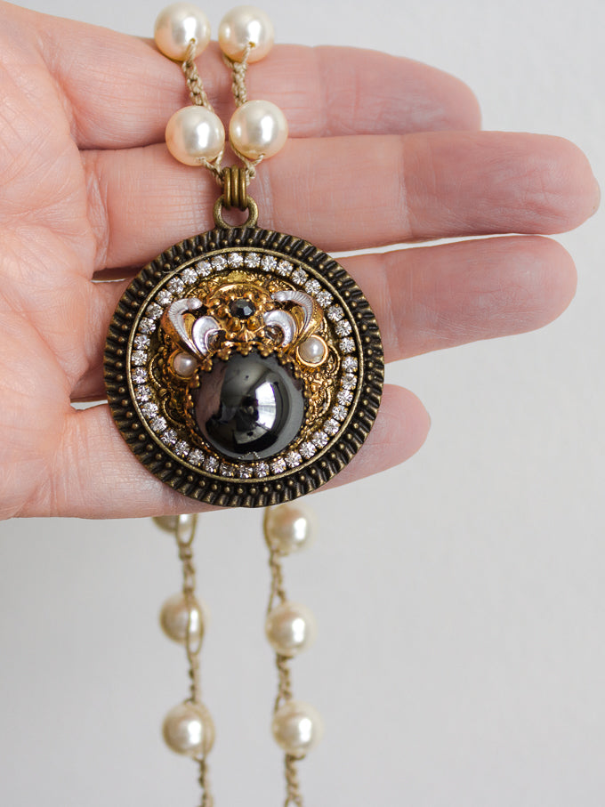 Upcycled Vintage Black & Gold Necklace Treasure of the Month!