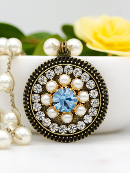Pearls and Aquamarine Blue Necklace