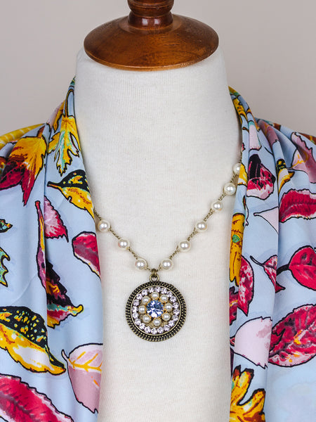 Pearls and Aquamarine Blue Necklace