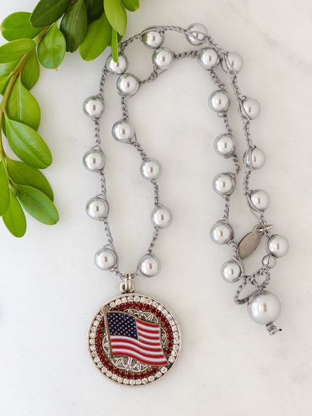 Vintage USA Flag Necklace
