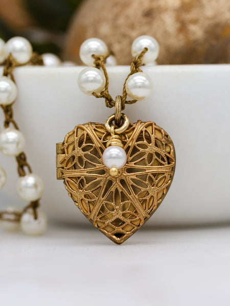 Vintage Filigree Heart Necklace
