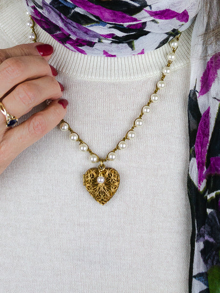 Vintage Filigree Heart Necklace