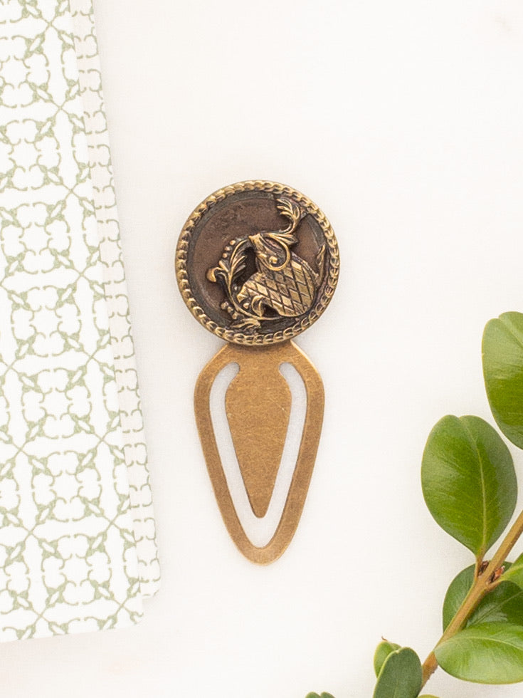 Antique Floral Button Bookmark