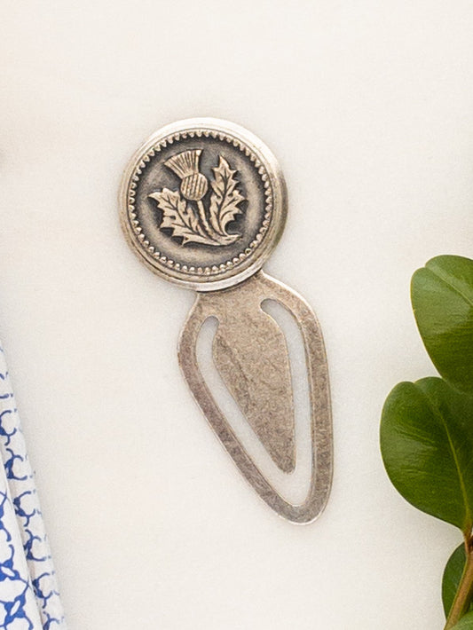 Small antique thistle button bookmark