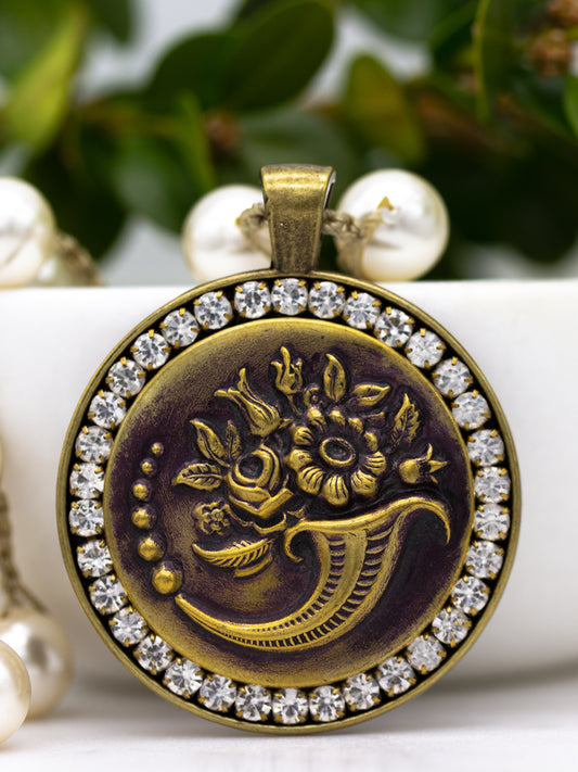 cornucopia antique button necklace with pearls