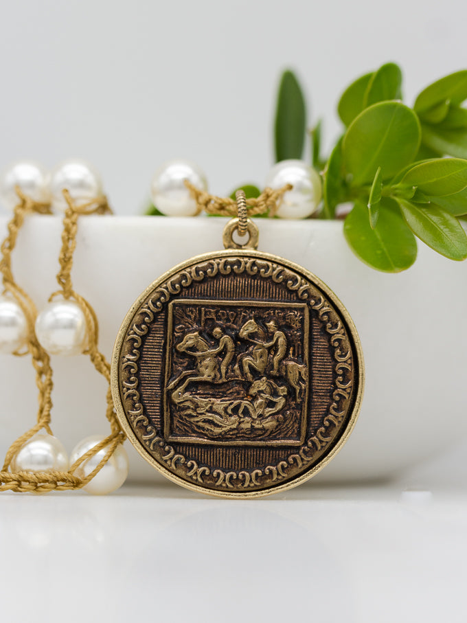 Equestrian Antique Button Necklace