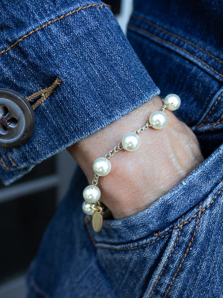 Handstitched Cream Pearl Bracelet