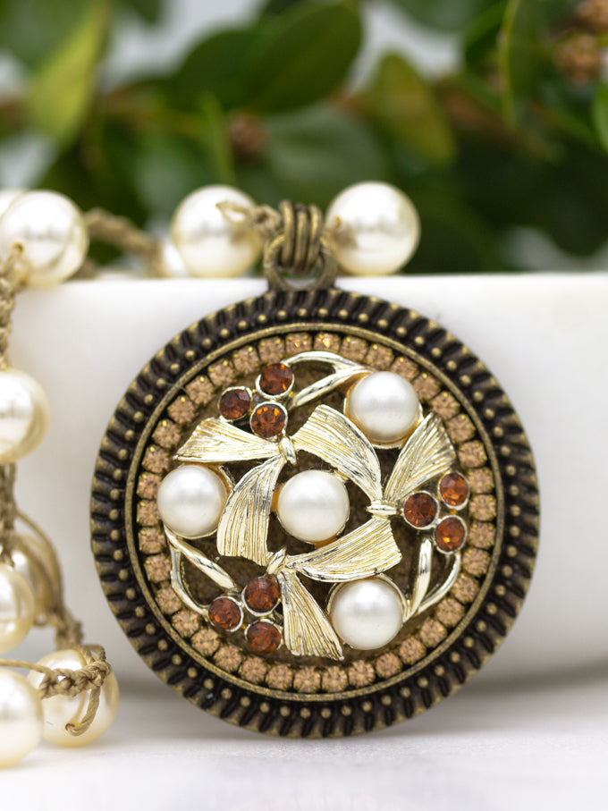 vintage pearl and topaz necklace