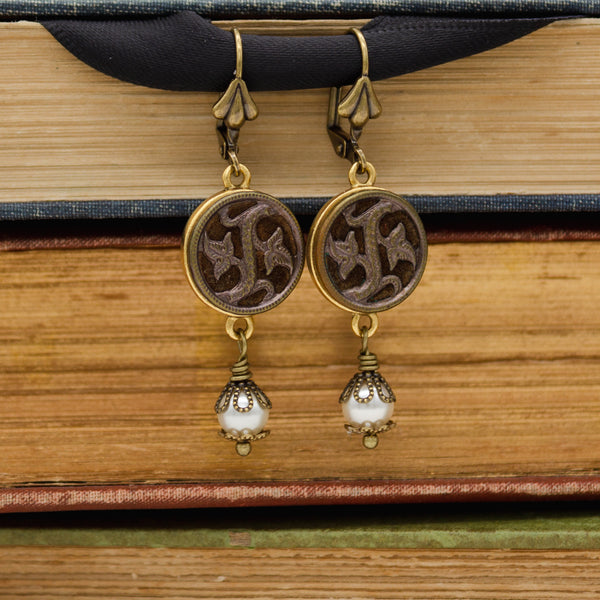 Petite Antique Perfumed Button (c.1890-1910) Earrings with Pearl Drops