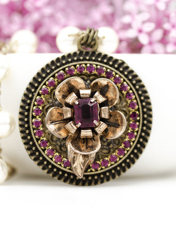 Purple Vintage Flower Necklace