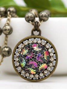 vintage sarah coventry button necklace pyrite chain