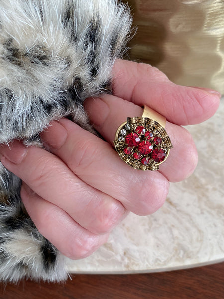 Upcycled Antique Red & Gold Statement Ring