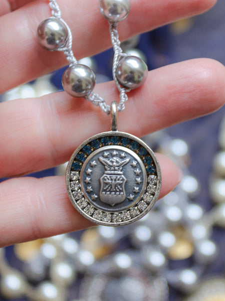 U. S. Air Force Small Vintage Button Necklace