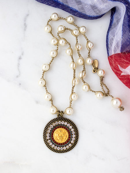 U. S. Army Small Vintage Button Necklace